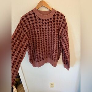 PINCH Red and pink houndstooth sweater